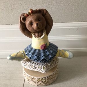 Ceramic Ballerina Bear Music Box 🐻